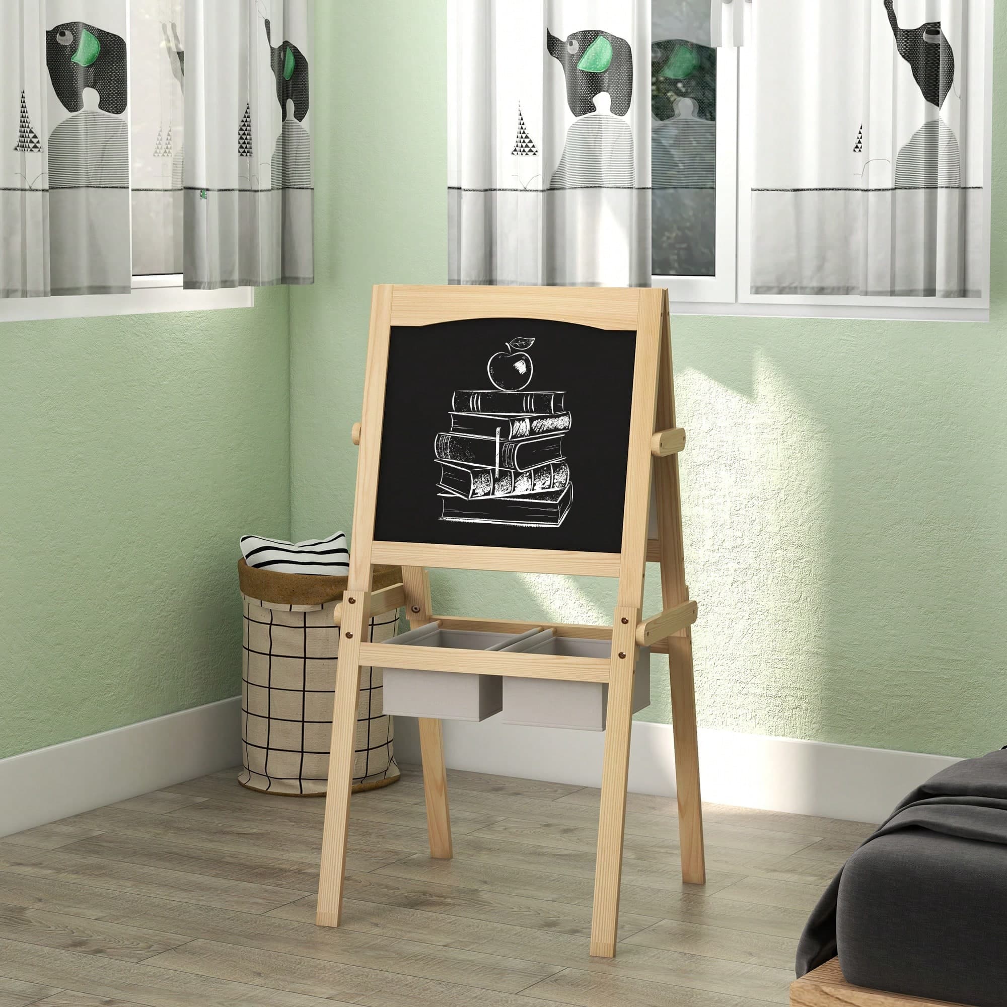 AIYAPLAY Tableau chevalet enfant - ardoise double face